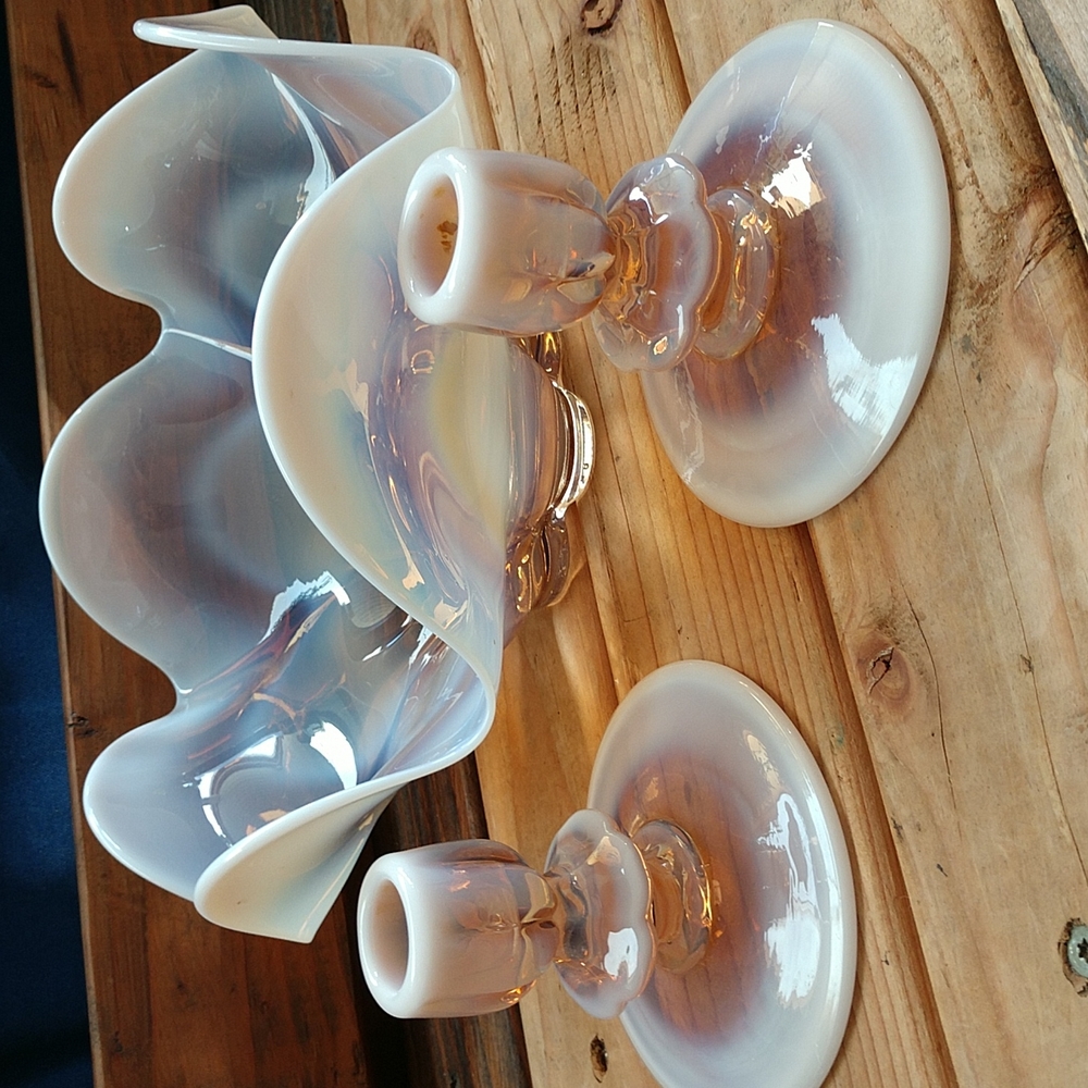 Art deco Duncan miller Canterbury pink Opalescent 3pc set